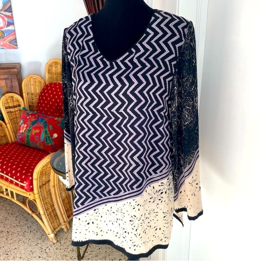 Harshita Designer Silk Tunic Top! Purple Black Long Blouse! Great condition M